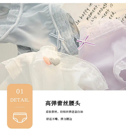 L-XL Women's Underwear Panty Sexy Lace Panties Girls' Fashion Ice Silk Briefs Middle Waist Seamless Underpants Female Lingerie luvshop24