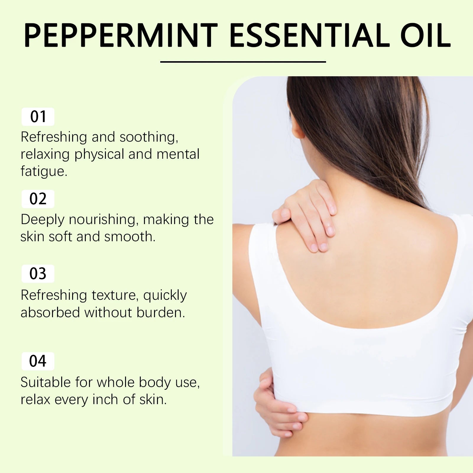Peppermint Body Massage Oil - Cooling Moisturizing Formula For Skin Care, Lightweight Fast-Absorbing Essential Oil Blend luvshop24