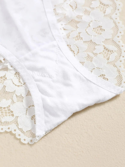 1 Set Elegant Erotic Lace Embroidery Breathable Fabric Lingeries : Push-Up Bra, Low Waist Sheer Panty - Ultimate Valentine's Day luvshop24