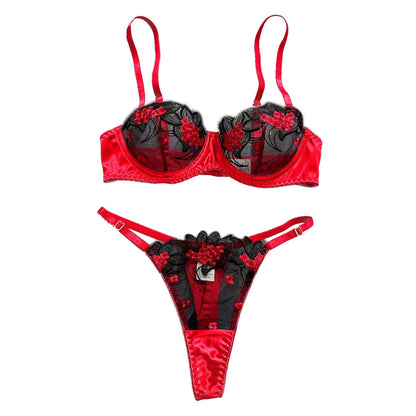 Floral Sexy Lingerie Lace Eroticу Bralette + Briefs Set Transparent Women's Underwear Embroidery Erotic Beautiful Bra And Panty luvshop24