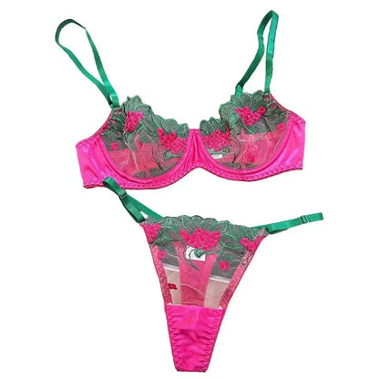 Floral Sexy Lingerie Lace Eroticу Bralette + Briefs Set Transparent Women's Underwear Embroidery Erotic Beautiful Bra And Panty luvshop24