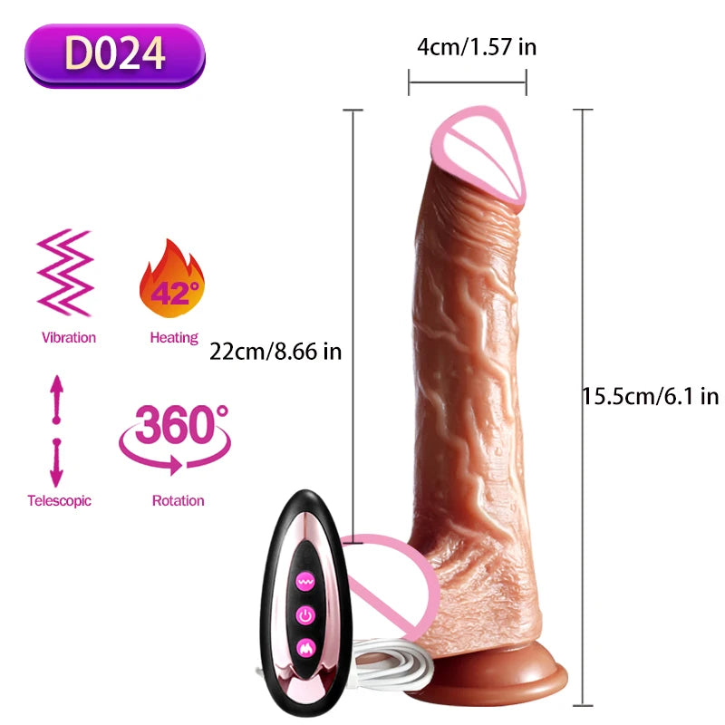 Realistic Vibration Dildo Telescopic Penis Anal Plug Vibration Female Suction Cup Masturbation Sexmachine Sex Toys For Women 18+ luvshop24