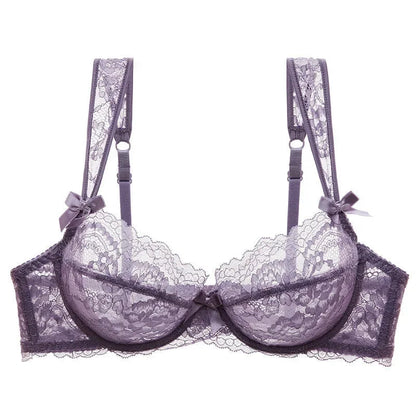 Lace Sexy Bra Women Thin See Through Lingerie Bow Embroidery Intimates Lingerie Female Daily Underwear luvshop24