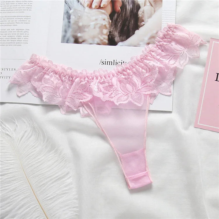 Lace Sexy Thongs Transparent Women's Underwear Cotton Crotch Hollow Out Traceless Panties Seamless Low Waist Seamless Briefs luvshop24