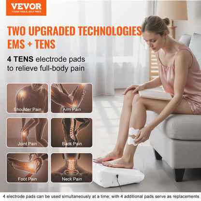 VEVOR Foot Circulation Stimulator with Heat EMS & TENS Foot Massager Electric Foot Stimulator for Pain Relief  Muscles Vibrator luvshop24