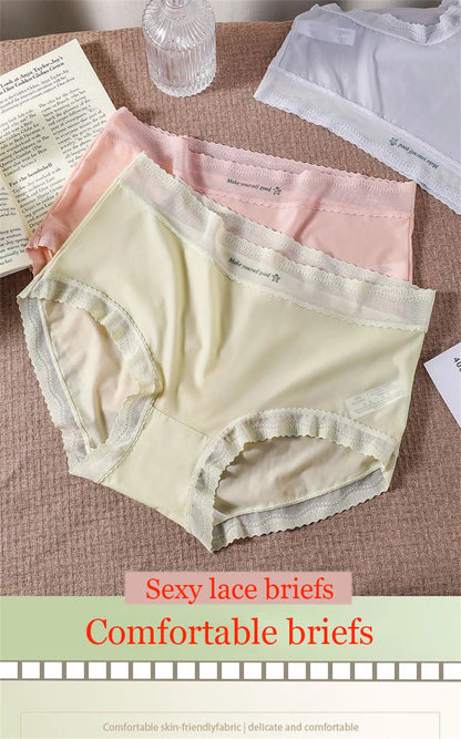 New sexy lace Panties Women Briefs ice silk breathable seamless Underwear Women ultra-thin and comfortable Female Lingerie luvshop24