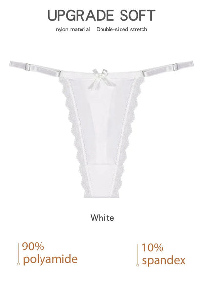 2023 Sexy Women's Panties Low Waist One Piece Lace Thong Adjustable Large T-back трусы женские luvshop24