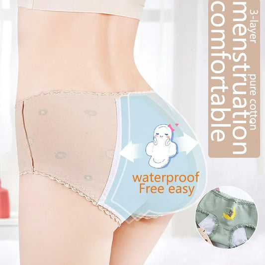 1pc Girls Period Underwear Mid-Rise Cartoon Cotton 3-Layer Leak-proof Incontinence Panties Absorbent Teen Menstrual Briefs S-XL luvshop24