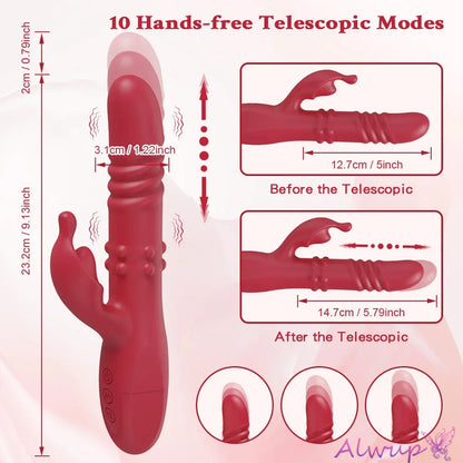 Rabbit Vibrator For Women Powerful G Spot Telescopic Rotating Clitoris Vagina Stimulator Female Masturbator For Adult Sexy Toys luvshop24