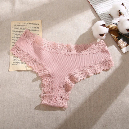 5Pcs/set Women Cotton Panties Floral Lace Intimate Underwear Trendy Patchwork Lace Briefs Female Soft Underpants Lingerie S-XL luvshop24