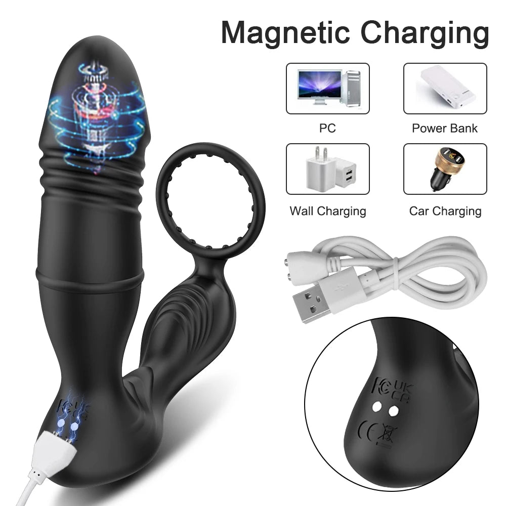 Male Thrusting Prostate Massager Bluetooth APP Vibrator for Men Gay Anal Plug Wireless Remote Butt Plug Sex Toy for Couples luvshop24