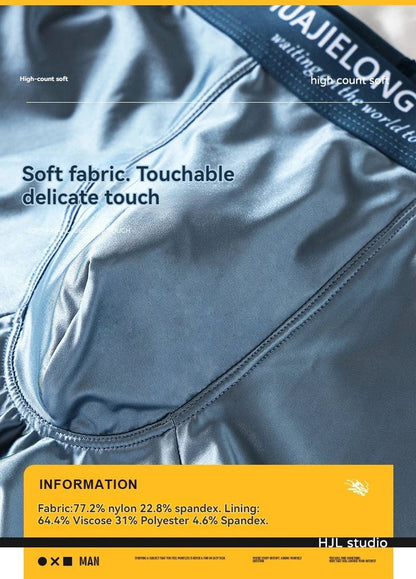 1/3Pcs Breathable Thin Satin Silk Boxer Briefs Seamless Mid Waist Ice Silk Boxers Underpants Smooth Underwear for Men Daily luvshop24