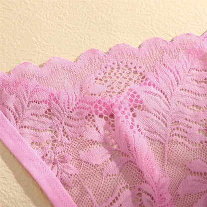 5PCS Sexy Lace Women Lingerie Exotic Underpants Female Lace Transparent Hollow Out G-string Thong Female Soft Intimates S-XL luvshop24