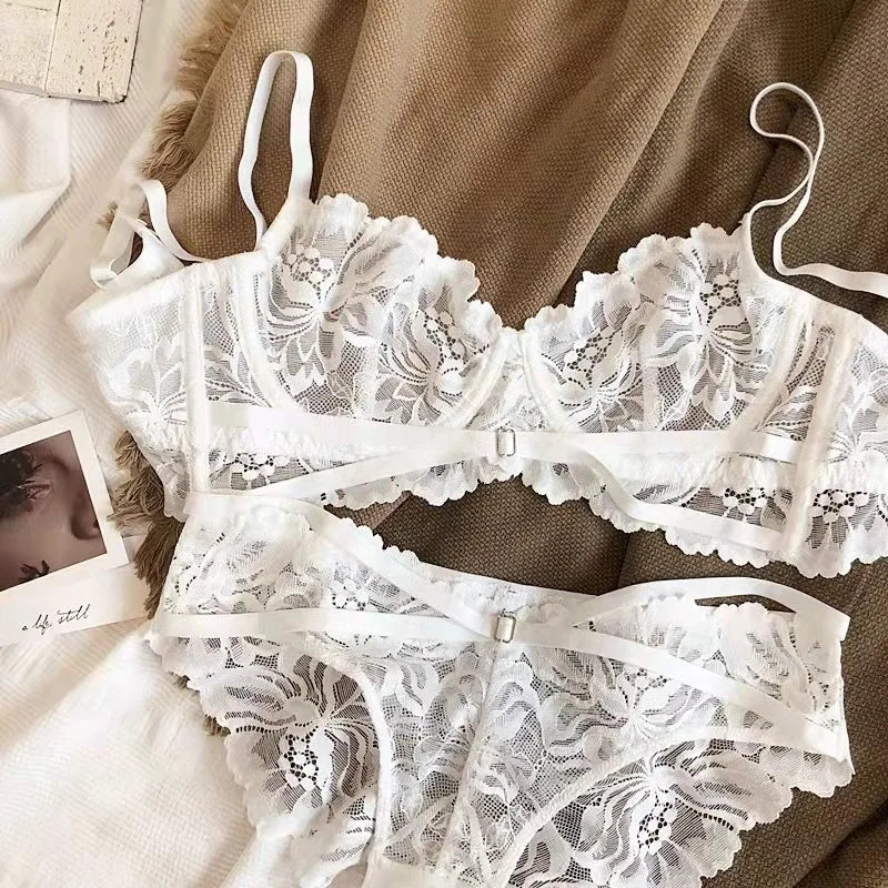 Logirlve Sexy Tоy For Women Bra Set Lingerie Push Up Brassiere Lace Embroidery Underwear Set Ultra-thin Cup Female Lingerie luvshop24