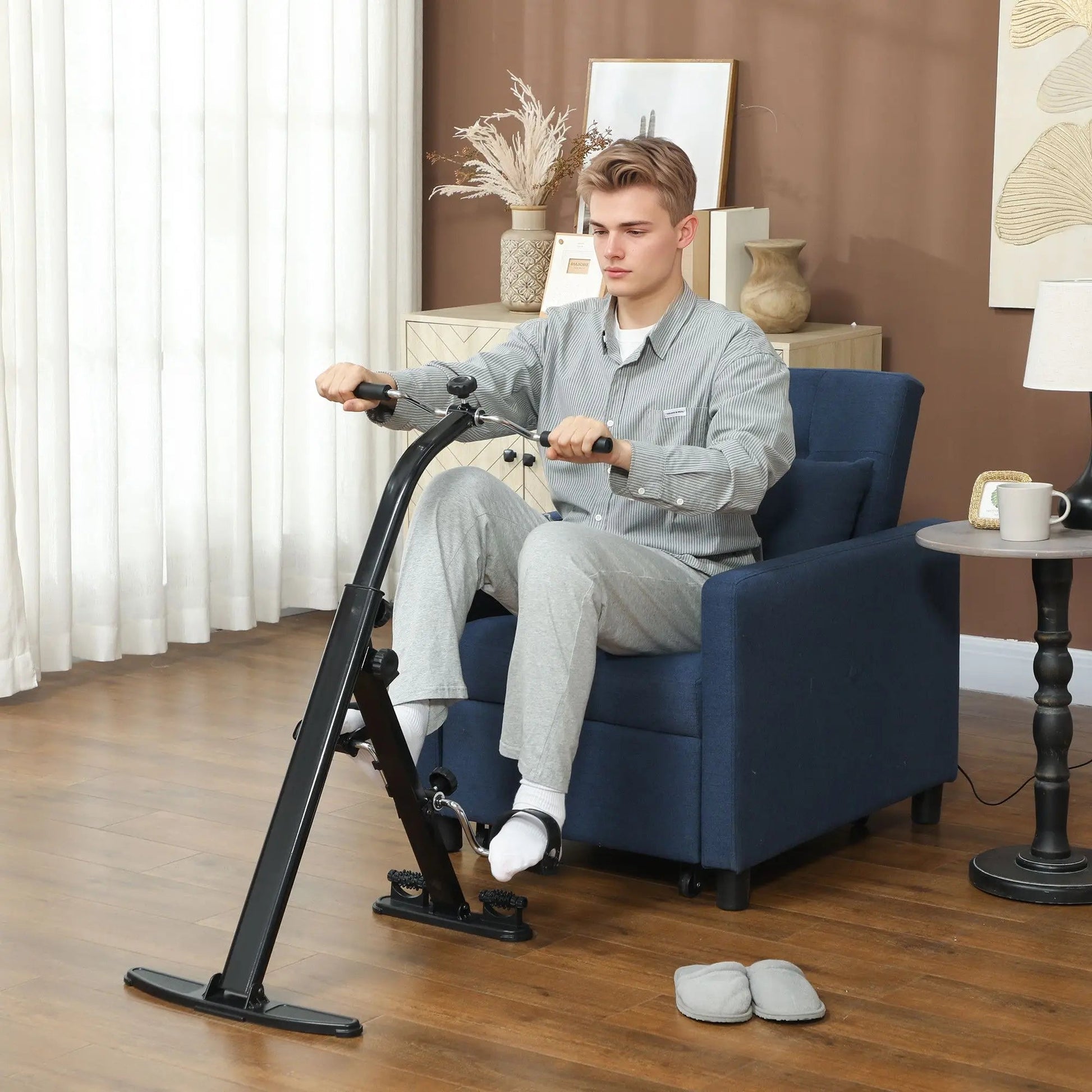 Seniors Elderly Foldable Leg Exercise Bike Seated Pedal Exerciser LCD Monitor for Rehabilitation Recovery Therapy Leg Massager luvshop24