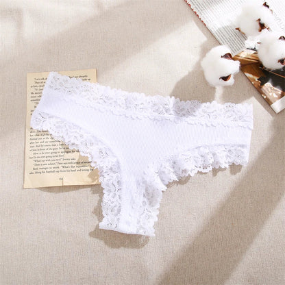 5Pcs/set Women Cotton Panties Floral Lace Intimate Underwear Trendy Patchwork Lace Briefs Female Soft Underpants Lingerie S-XL luvshop24