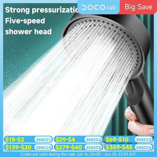 5 Modes Pressure Boost Shower Head Multifunction Adjustable Large Water Shower Nozzle Massage Bathroom Accessory luvshop24