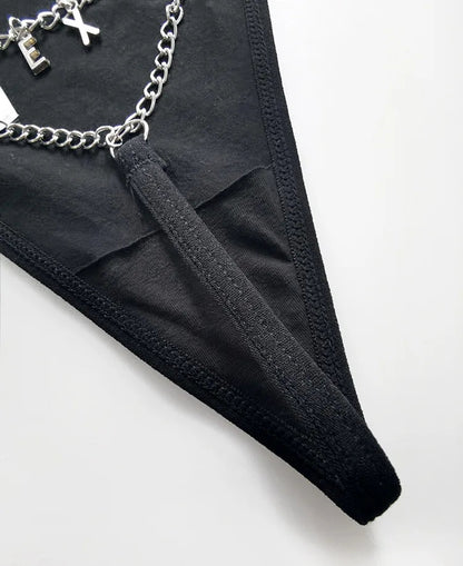 Metal Chain Hot Sexy Women Panties Cotton G String Girls Briefs Letter Thong Erotic Female Underwear Low Waist Intimates luvshop24