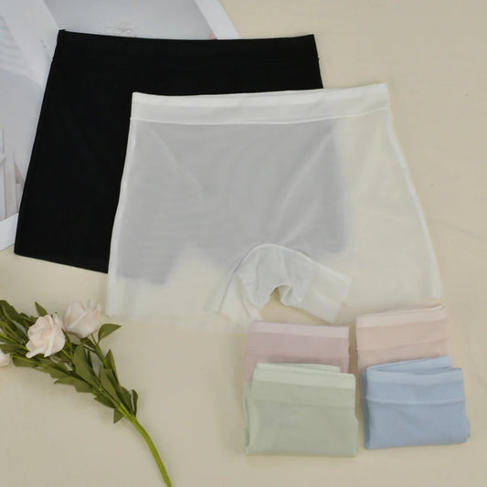 1pc Summer Ice Silk Ultra-thin Boxer Underwear Women Seamless High Waist Panties Plus Size Quick Dry Female Safety Short Pants luvshop24