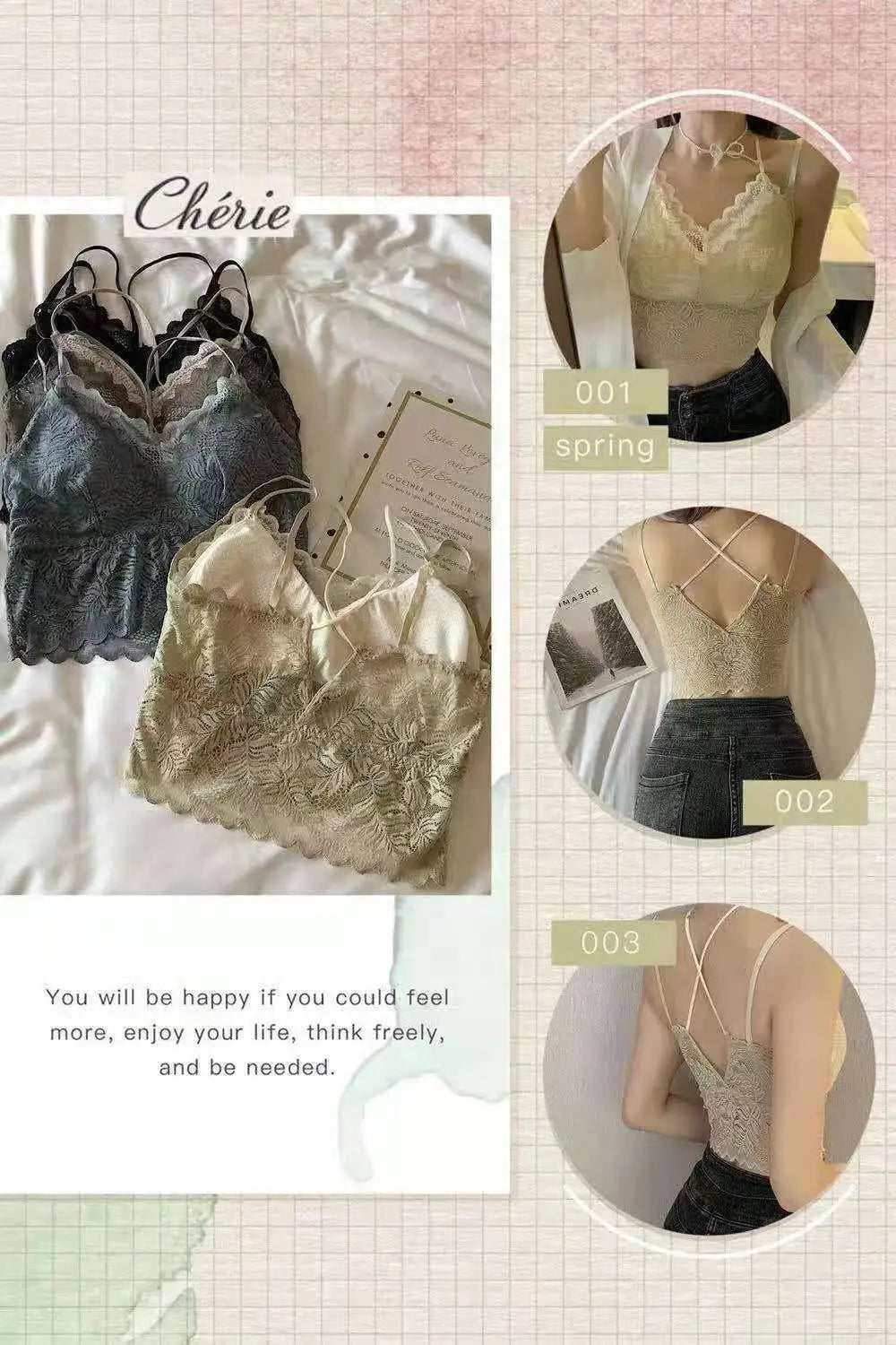 Lace Bra Women Tops Floral Lace Tanks Top Sexy Lingerie Bralette Wirefree Underwear Adjust Strap Removable Pads Camisoles luvshop24