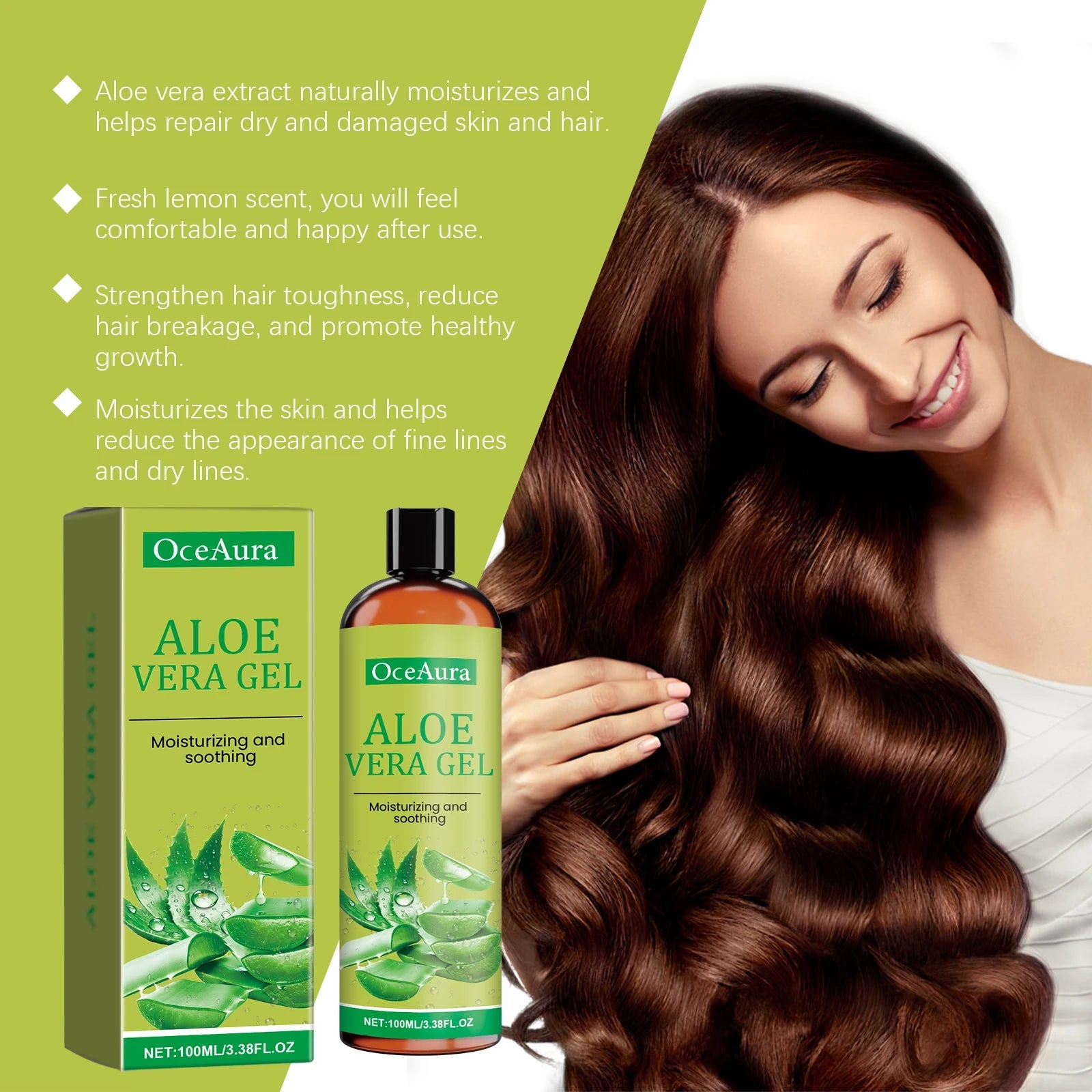 Moisturizing Hydrating Aloe Vera Gel Deeply Nourish Facial Body Skin Shrink Pores Reduce Fine Lines Dry Frizzy Hair Care Essence luvshop24