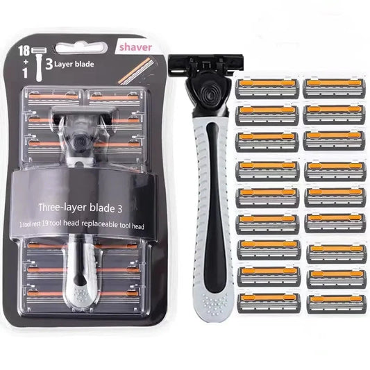 Shaver Brand New Design Men Razor Shaving Three Layer Shaver Reusable Razor Imported Blade Multi Tool Head Change luvshop24