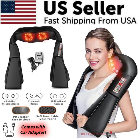 Shiatsu 3D Kneading Pillow Deep Tissue Back Neck Shoulder Massager with Heat luvshop24
