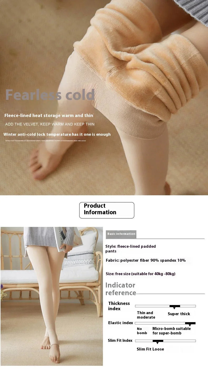 Women's Fleece Tights Warm Insulated Pantyhose Skin Effect Translucent Stockings Sexy Women's Underwear High Elastic Leggings luvshop24