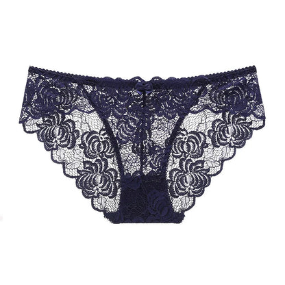 Sexy Lace Underwear Women Ultra-thin Transparent Lace Oversized Panties Female Underwear with Buttocks Low Waist Triangle Bottom luvshop24