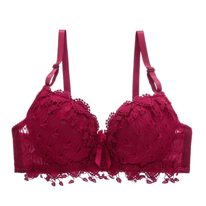 Lace Underwear Bra for Women Thin Wireless Adjustable Shoulder Strap Female Sexy Hollowed Floral Lace Underwear Large Size Bras luvshop24