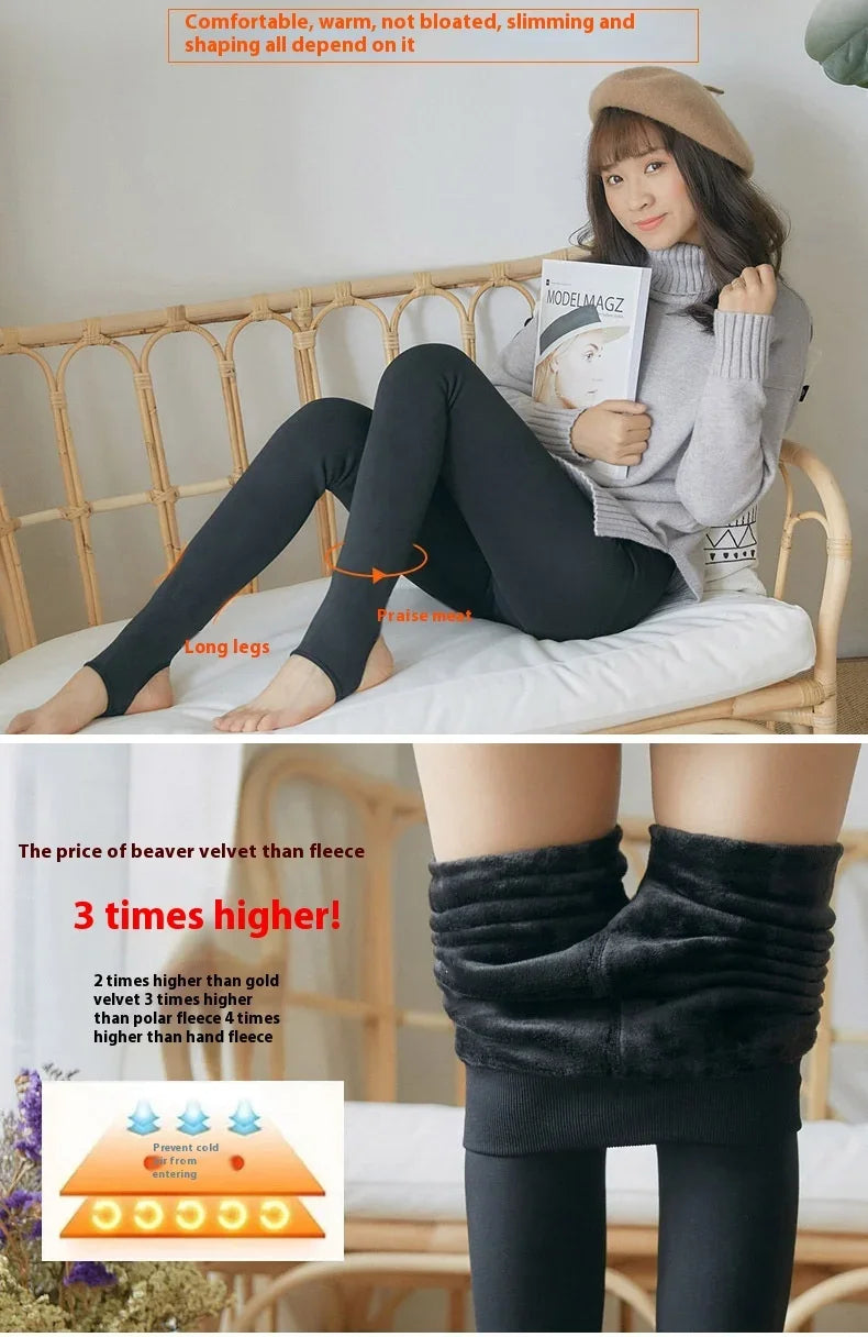 Women's Fleece Tights Warm Insulated Pantyhose Skin Effect Translucent Stockings Sexy Women's Underwear High Elastic Leggings luvshop24