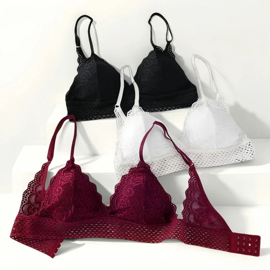 Floral Lace Bralette Girls Non-Wire Push Up Bras For Women Soft Sexy Intimates Brassiere V-neck Lingerie Female Underwear luvshop24