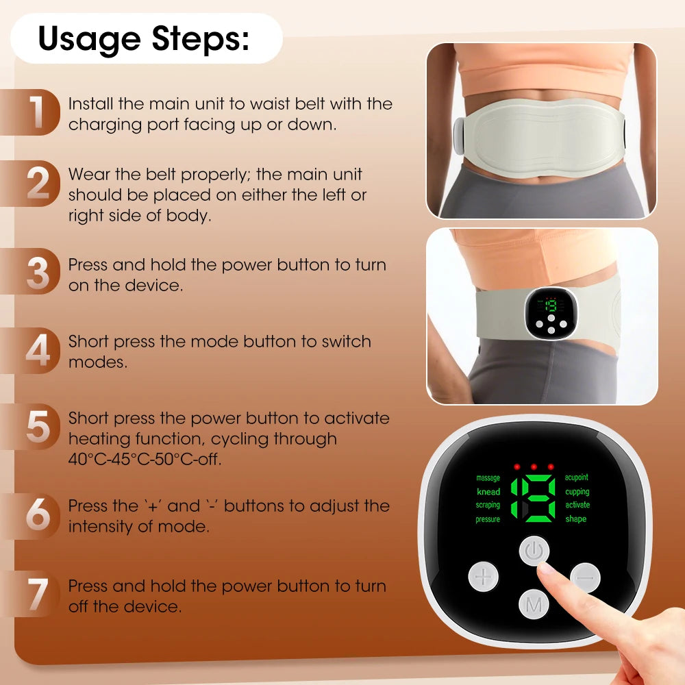Electric Waist Massager Heating Lumbar Massage Belt Vibration Hot Compress Abdominal Massager Heated Pad Muscle Relax Waist Belt luvshop24