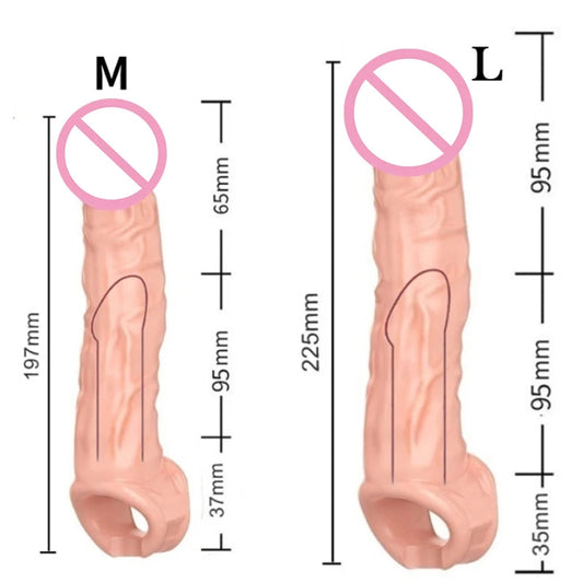 Super Size Highly Elastic Silicone Penis Extender Sleeve Reusable Condoms Penis Ring Delay Ejaculation Erotic Toys Intimate Good luvshop24