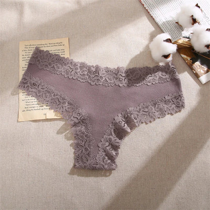 5Pcs/set Women Cotton Panties Floral Lace Intimate Underwear Trendy Patchwork Lace Briefs Female Soft Underpants Lingerie S-XL luvshop24