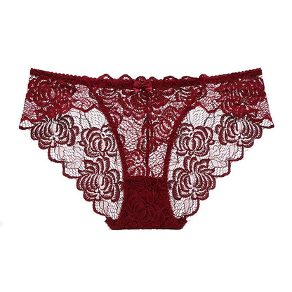 Sexy Lace Underwear Women Ultra-thin Transparent Lace Oversized Panties Female Underwear with Buttocks Low Waist Triangle Bottom luvshop24