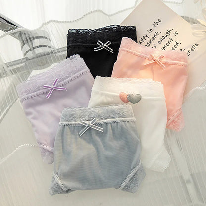 L-XL Women's Underwear Panty Sexy Lace Panties Girls' Fashion Ice Silk Briefs Middle Waist Seamless Underpants Female Lingerie luvshop24
