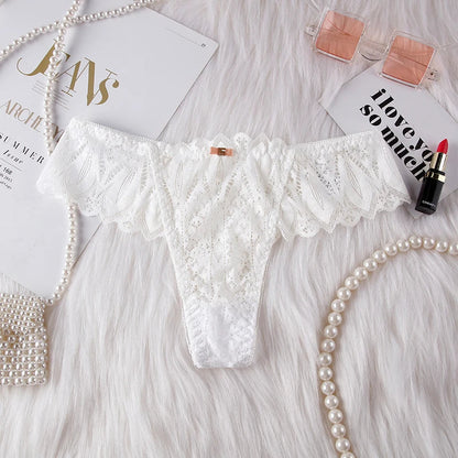 Hollow Out Lace Sexy Girls G String Panties Women Briefs Transparent Thong Thin Underwear Female Low Waist Lingerie Size S-XL luvshop24