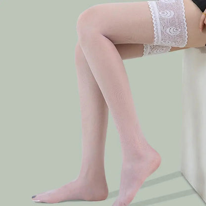 1Pair Summer Non Slip Lace Lace Silicone Stockings Ultra Thin Over The Knee Stockings Thigh Black Silk Tall Socks luvshop24