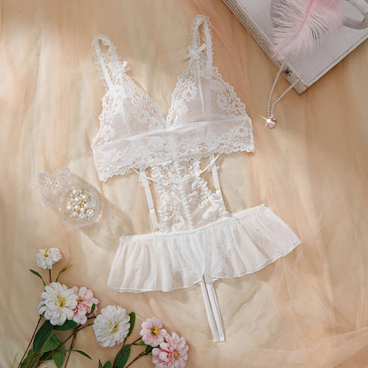 Plus Size Women's Exotic Lingerie Sets Lace Fluoroscopy Beauty Tulle Elegant Sexy Lingerie Female Underwear Lingerie For Ladies luvshop24