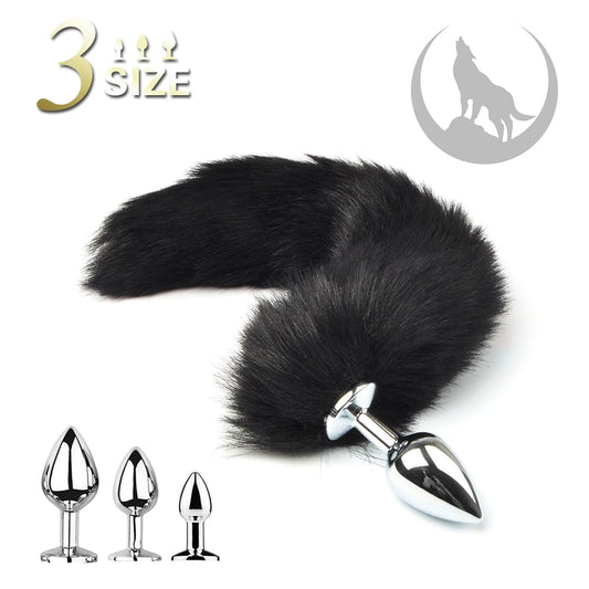 1pcs, BDSM Three size dog tail anal plug, animal tail butt plug, role-playing sex games, men and women sex toys luvshop24