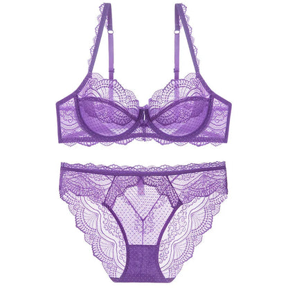 Logirlve Sexy Ultra-thin Lingerie Bra Panties Sets Transparent Brassiere Underwear Set Plus Size Women Lingerie Set Lace Bras luvshop24