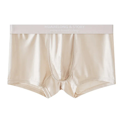 1/3Pcs Breathable Thin Satin Silk Boxer Briefs Seamless Mid Waist Ice Silk Boxers Underpants Smooth Underwear for Men Daily luvshop24