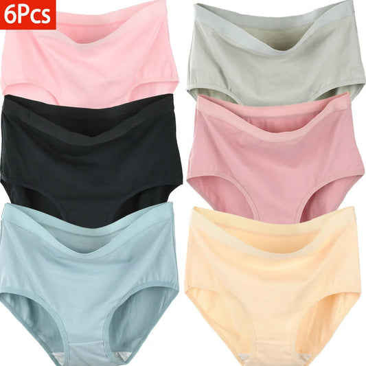 6pcs Cotton Underwear Women High Waist Panties Woman Plus Size Intimate Lingerie Female Mom's Briefs Underpants Panti M-3XL luvshop24