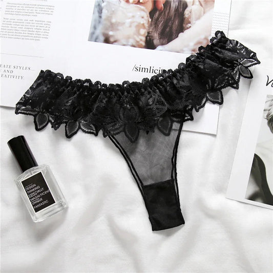 Lace Sexy Thongs Transparent Women's Underwear Cotton Crotch Hollow Out Traceless Panties Seamless Low Waist Seamless Briefs luvshop24