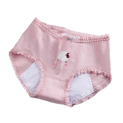 1pc Girls Period Underwear Mid-Rise Cartoon Cotton 3-Layer Leak-proof Incontinence Panties Absorbent Teen Menstrual Briefs S-XL luvshop24