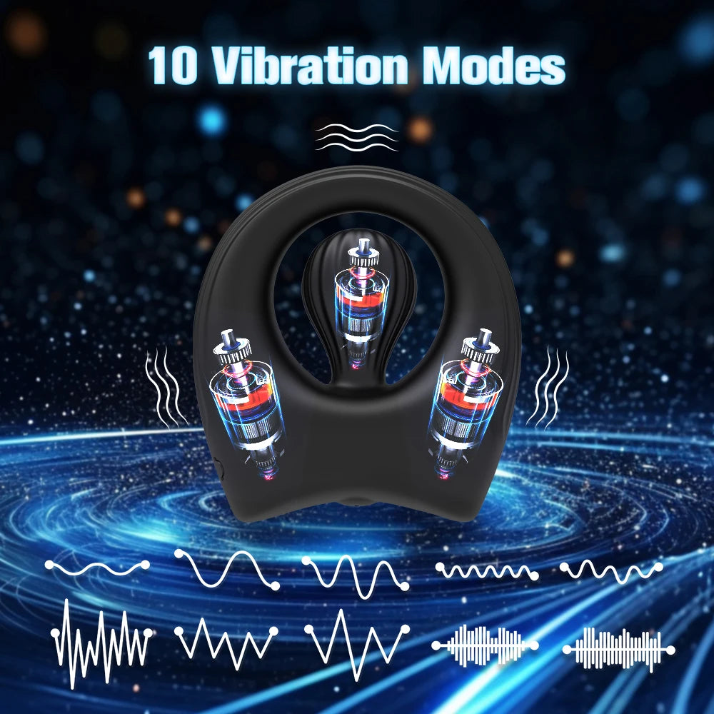 Vibrating Penis Rings Triple Motors Lock Ring Remote Control Vibrator 10 Vibration Modes Enhanced Erection Adult Erotic Toys luvshop24