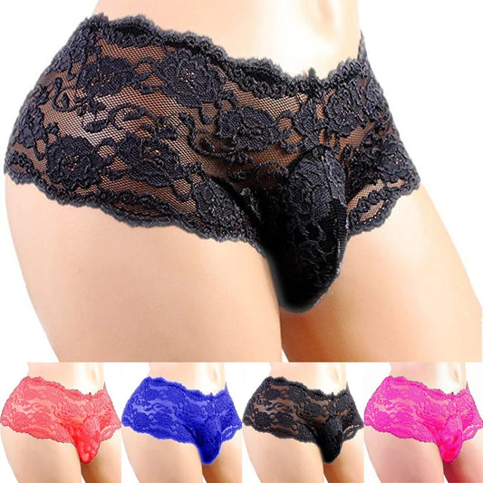 Men's Underwear Sexy Lingerie Sexy Panties Plus Siz Lace Sissy Male Breathable Jockstrap Briefs G-String Thongs Porno Underpants luvshop24