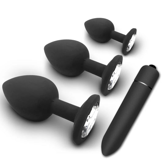 4pcs Soft Silicone Anal Plug Mini Erotic Bullet Vibrator Butt Plug Sex Toy for Men Women Gay Couples Anal Stimulator luvshop24