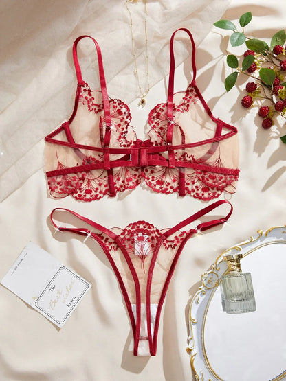 Lace Lingerie Ultra Sexy Underwear Women Set Sexy Adult Delicate Embroidery Intimate Underwear Transparent Bra Lingerie Sets luvshop24